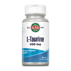 KAL L-Taurine 500mg – Nervous System Support & Energy Dietary Supplement, 60 Tablets – Amino Acid for Fitness, Heart, Cognitive & Overall Wellness