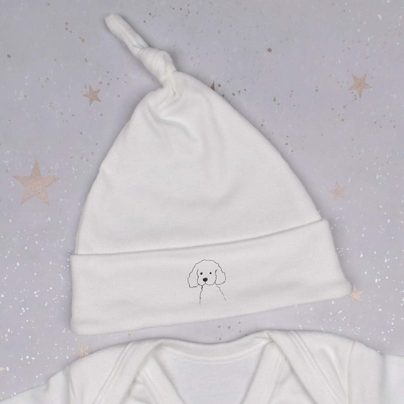 Azeeda 'Cute Poodle Sketch' Baby Beanie Hat (BH00032328) White