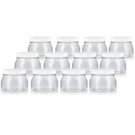 8 oz / 240 ml Clear PET Plastic (BPA Free) Tuscany Refillable Jar with White Lid - (12 pack)