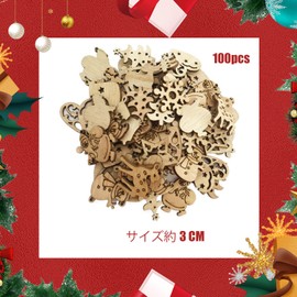 Christmas Ornaments Wooden 100pcs Snowflake Christmas Tree Snowman Reindeer Santa Claus Wood Chip Slice Pendant Christmas Tree Ornament Nordic Christmas Decoration DIY Handmade (Mix)