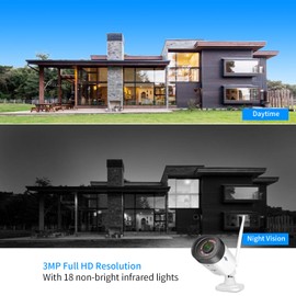 Hiseeu 2K Outdoor Security Camera Bullet, 2-Way Audio, 3MP Surveillance IP Cameras,IP66 Waterproof, Remote Viewing, Motion Detection, Night Vision, SD Storage, Compatible with Hiseeu Wireless Systems…