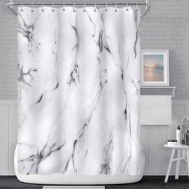 Umpoo Black and White Marble Shower Curtain for Bathroom Grey Abstract Ink Shower Curtain Waterproof Polyester Fabric Modern Minimalist Aesthetics Home Decor Bath Curtain with Hooks, 72x78 Inch