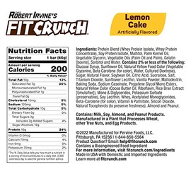Fit Crunch- “FITCUNCH Barritas Proteínas Tamaño Snack, Diseñadas por Robert Irvine, Barra horneada de 6 capas, 3g de Azúcar y Suave
