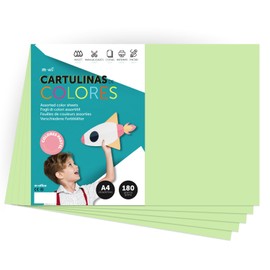 A4 Pastel Coloured Card 180g Craft Paper Card for Crafts, Printing Your Documents and Creative Designs Pastel A4 m-office (x25, Light Green)