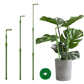 Yhtpouqe 3 Pack Extendable Plant Stakes, 16.5-42.5 Inch Plant Stakes for Indoor Outdoor, Adjustable Monstera Plant Support Sticks with Clips for Clombing Plants, Vine, Orchid, Tomato, Vegetables