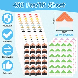 432 Pcs Photo Corners, Self Adhesive Picture Corners, Acid Free Corner Stickers for Scrapbooking, Photo Mounting Corners for DIY Scrapbook, Photo Album, Memory Books (Mixed Colors)