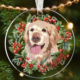 Golden Retriever Ornament - Golden Retriever Christmas Ornaments - Golden Retriever Gifts for Women, Dog Gifts for Women - Golden Retriever Christmas Ornament - Acrylic Christmas Ornament