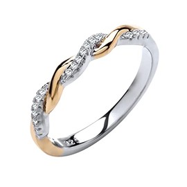 Old English Jewellers Sterling Silver & Yellow Gold 0.10ct Diamond Eternity Ring - Sizes J - V (M)