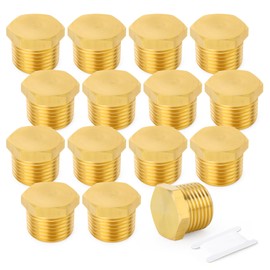 TAISHER 15PCS Brass Outer Hex Thread Socket Pipe Plug Fitting 1/2" NPT Male