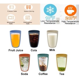 NIKKIER 6PCS Wheat Straw Cups – 12oz Unbreakable Reusable Plastic Drinking Cups