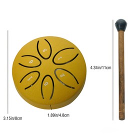 RUIFEN Ethereal Drum, 3 Inch 6 Notes Hand Drum, Golden Rain Drum, Mini Chakra, Small Steel Tongue Drum For Sound Bath, Meditation, Stress Relief. (Gold, 3.15×3.15×1.89inch)