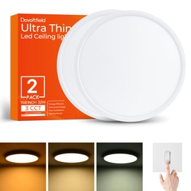 2Pack 15.8Inch LED Flush Mount Ceiling Light Fixture,32W 3200LM, Dimmable CCT 3000K/4000K/5000K,Round Flat Panel Light for Bedroom,0.7Inch Thin Modern Low Profile Ceiling Lights for Hallway,Kitchen