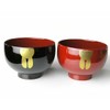 Echizen Lacquerware Children's Tableware, Rabbit Baby Bowl, Set of Spoons,