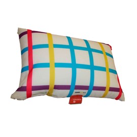 COVERBAGBCN - Square Relax Anti-Stress Pillow | Relief for the Cervical Spine | Filling with Small Comfort Beads | Lycra, Soft to the Touch | Machine Washable | 36 x 25 cm (White Check)