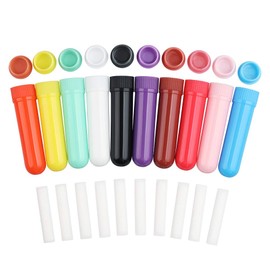 Essential Oil Tubes Pack of 30 Empty Aromatherapy Nose Inhalers Tubes with Wick, Refillable Inhaler Stick for Aromatherapy, 10 Colours