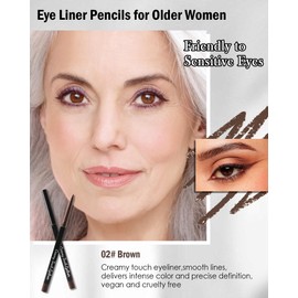 Brown Eye Liner Pencils for Older Women,Long Lasting Waterproof Smudge-Proof Gel Eyeliner Pencil,Matte Cream Retractable Smooth Eyeliner Waterline,Built in Sharpener,Eye Liner Makeup Stick for Women