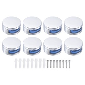 uxcell 2Pcs Glass Shelf Brackets, Adjustable Frameless Glass Shelf Bracket, Glass Shelf Holder Fixture Shelves Clamp for 3-5mm(0.12"-0.2") Glass, Silver