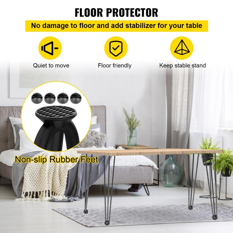 30\" Black Hairpin Table Legs Set of 4 880lbs Load