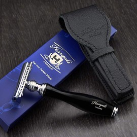Herren Rasur Classic DE Rasierhobel in Schwarz & Echtleder Schutzhülle | Men's Shaving & Grooming> Herren Travel Essentials - Geschenk für ihn