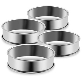 4 Pack 10 cm Double Rolled Tart Rings, Crumpet Rings,Stainless Steel Non Stick English Muffin Rings, Stainless Steel Pastry Rings for Baking Cookie Desserts Pancake Eggs Muffin Kitchen