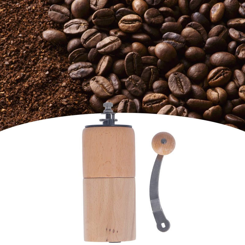 Manual Coffee Grinder Adjustable Coarseness Quiet Portable Wooden Hand Crank