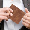 AfitLulu Men's Small Fashionable PU Leather Wallet Men's Retro Wallet