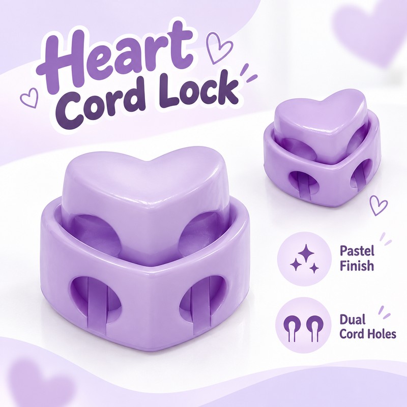 5-Piece Heart-Shaped Knitting Needle Stoppers – Double-Hole Spring Cord Locks