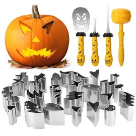 Bifrost Pumpkin Carving Kit - 25PCS Halloween Pumpkin Carving Tools - Safe and Easy DIY Stainless Steel Pumpkin Carving Set for Kids & Halloween Decoration