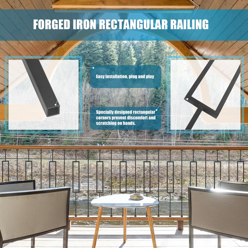 1/2 Inch Wrought Iron Rectangular Balusters - Hollow Iron Square