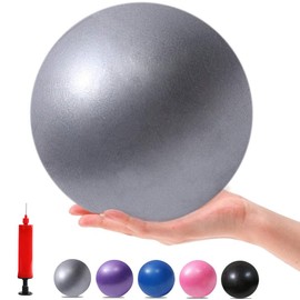 Small Exercise Yoga Ball for Pilates, Barre & Physical Therapy – Includes Air Pump, Anti-Burst, Easy to Inflate– Home & Gym Fitness Accessory (Grey, 6 Inch)