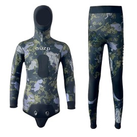 Men Spearfishing Wetsuit Neoprene 3mm 1.5mm Open Cell Camouflage Diving Suit 2pcs Set for Hunting,Scuba Dive (3MM Camo Green, Small)