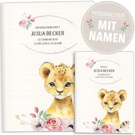 OLGS Examination record and vaccination certificate cover, wilderness safari animals, examination record and vaccination certificate covers, great gift idea with name and date of birth (booklet cover,