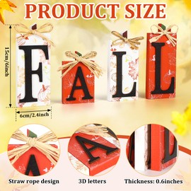 Fall Decorations for Home, 4 PCS Wood Sign Fall Decor,Autumn Lettered Tiered Tray Centerpiece Decor,Thanksgiving Indoor Decorations for Farmhouse Harvest Shelf Fireplace Mantel Party Decoration