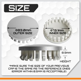 ME 3.25Inch 83MM Wheel Center Caps for GMC Colorado Tahoe Suburban Sierra 1500 Rim Hub Caps, Pack of 4 (Silver, Outer 83MM, Inner 73MM)
