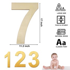 HILAZA 17 Inch Large Wooden Number 7, 1/4 Inch Thick Unfinished Blank Wood Number Slice Sign Board for Wall Decor, Craft, DIY Project, Birthday Wedding Party Decoration