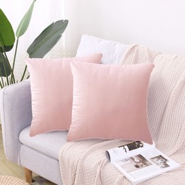 CXTAI 2x Pink Velvet Cushion Covers Decorative Square Throw Pillow Cover Pillowcase 20"x 20"50 x 50cm