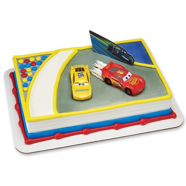 DecoPac 20680 CARS 3-AHEAD OF THE CURVE Cake Topper for Birthdays and Parties, 1 SET, Mulitple