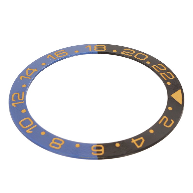 Ceramic Watch Bezel Insert 38mm Blue Black Base Gold Digit