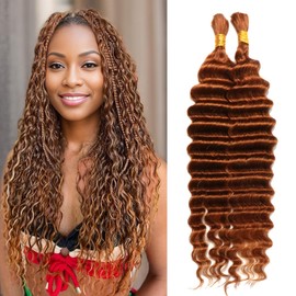 Deep Wave Human Braiding Hair 100% Unprocessed Brazilian No Weft Bulk Human Hair for Braiding 18in #30