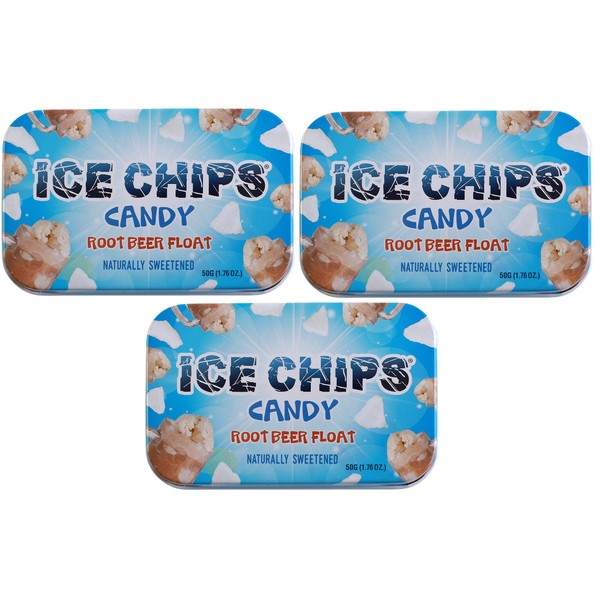 ICE CHIPS Xylitol Candy Tins (Root Beer Float, 3 Pack) - Includes BAND as shown
