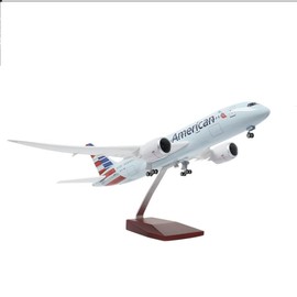 24-Hours 18” 1:130 Scale Model Jet Airplane American Boeing 787 Model Plane Model Airplane Statue Diecast Airplane Model with LED Light(Touch or Sound Control) for Decoration or Gift