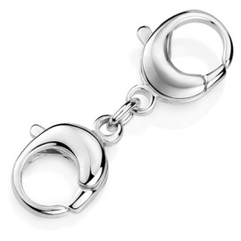 Materia Z34 Lobster Clasp 38 mm Round 925 Sterling Silver Double Carabiner Accessories Jewellery Making Crafts DIY, Sterling Silver
