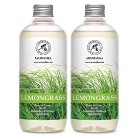 Lemongrass Diffuser Refill 34 Fl Oz (2x17 Fl Oz) - Fresh & Long Lasting Fragrance - Refill with Natural Essential Lemongrass Oil - for Aromatherapy - Spa - Home
