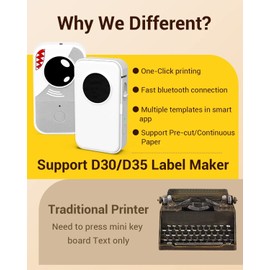 Phomemo 3 Roll D30 Adhesive White Continuous Thermal Label Paper 1/2 in X 20 Ft (15mm X 6m) Black on White, for Phomemo D30/D35 Label Maker, for Home Office School Organization, Gift for Decoration