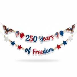 Amreich 4th of July Patriotic Garland 250 Anniversary USA Decoration Banner