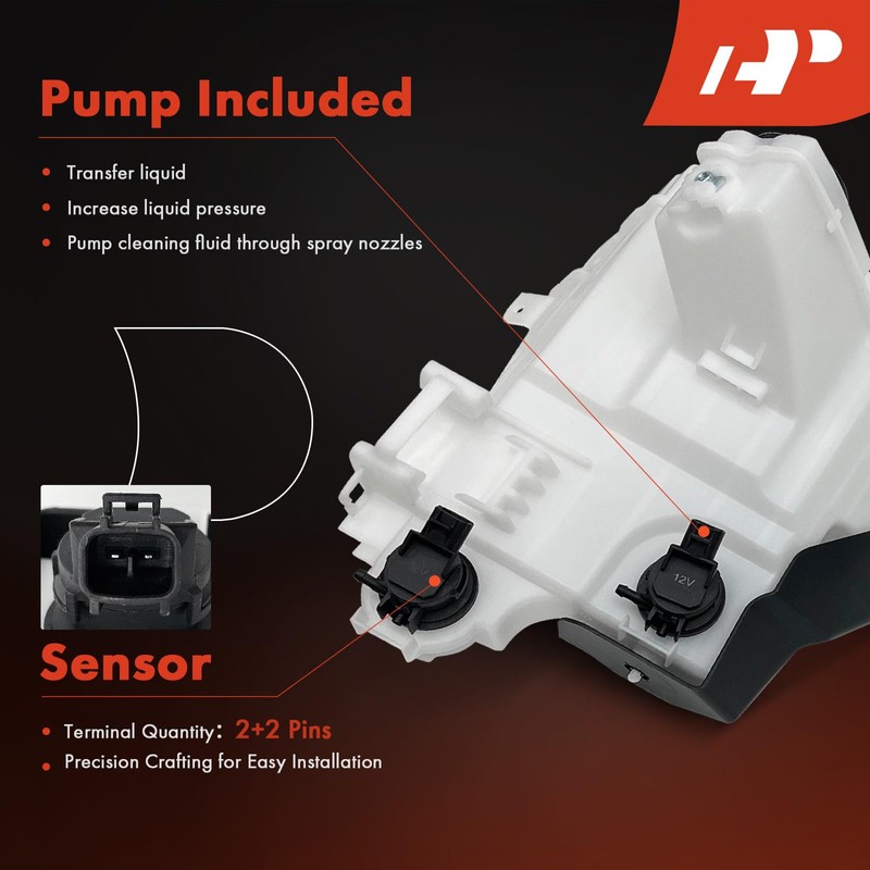 A-Premium Windshield Washer Reservoir with (Washer Pump/Filler Neck/Cap/Hose/Bracket) Compatible with