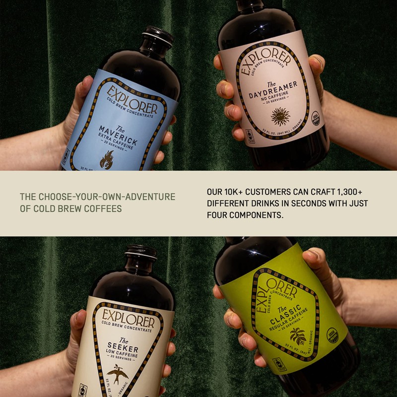 Explorer Cold Brew Organic Coffee Concentrate, Maverick Extra Caffeine, Drink