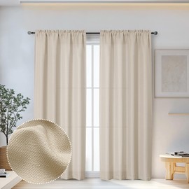 OWENIE Bob Linen Curtains 72 Inch Length 2 Panels Set for Living Room Bedroom, Light Filtering Faux Slub Textured Window Curtain Panels, Solid Airy Soft Rod Pocket French Door Drapes, 2 Pcs 40Wx72L