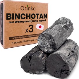 ORINKO Kishu Binchotan X3 - 75g (3 x 25g) - High Quality Activated Carbon Filter Water from Wakayama Ubame Oak - Natural Water Purification for Carafes
