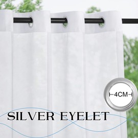 PONY DANCE White Curtain - Outdoor Curtains for Home Garden & Patio Decoration Romantic Elegant with Grommet Top for Indoor Outdoor Use L 54" x 84" H (137 x 213 cm)